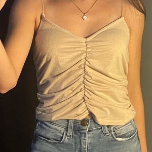 Champagne Shimmer Ruffled Crop Top